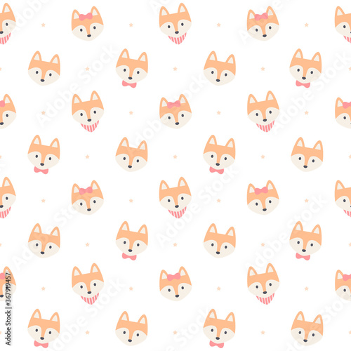Cute fox seamless pattern background