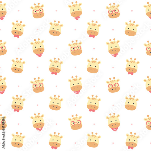 Cute giraffe seamless pattern background