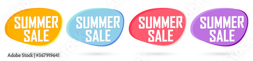 Set Summer Sale bubble banners design template, discount tags, app icons, season offer, vector illustration