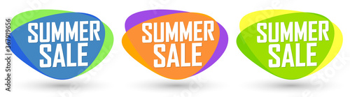 Set Summer Sale bubble banners design template, discount tags, app icons, season offer, vector illustration