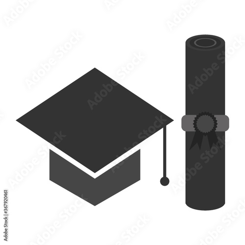 mortar board with certificate