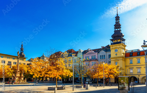 Obraz na plátně View of Masaryk Square, central square of Ostrava city overlooking Old Town Hall