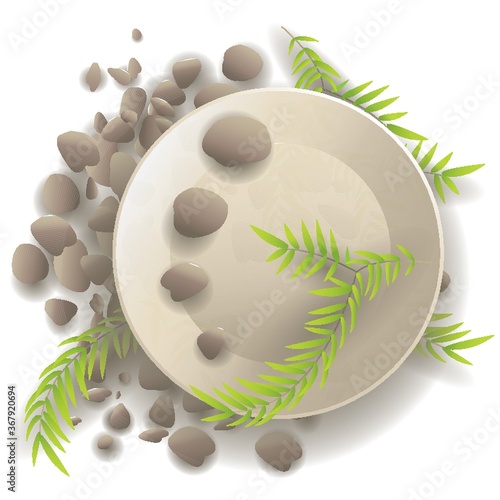 zen stones with leaves