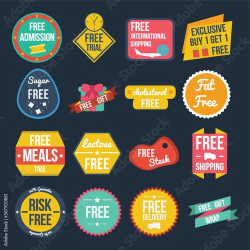 collection of advertisement labels