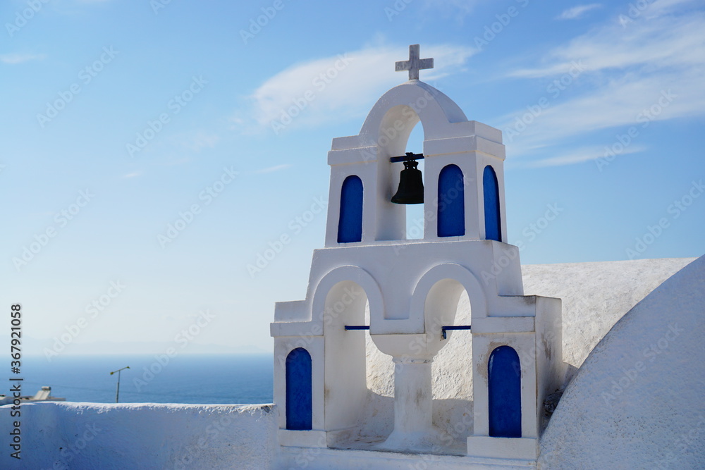 beautiful landscape with religious objects in santorini island, Oia, Greece, Europe