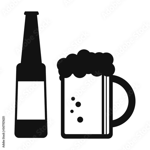 beer bottle and mug