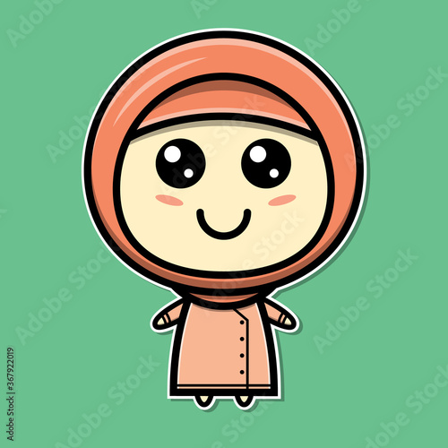 illustration of cute muslim women character