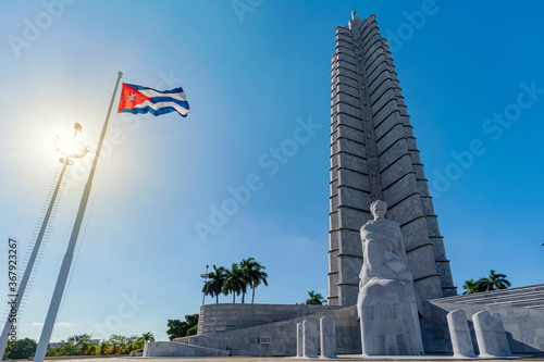 Canvas Print Revolution Square and Jose Marti Monument in Havana, Cuba with a beautiful sky