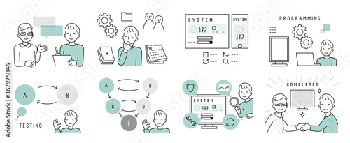 システム開発（構築）の流れのイラスト