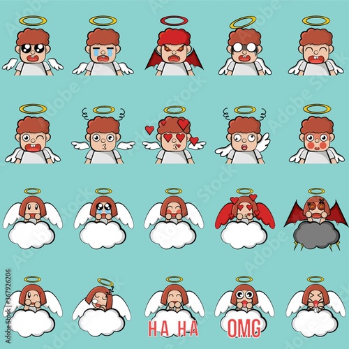 collection of angels in various emotions