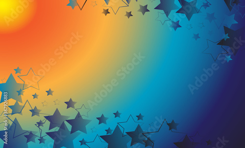 gradient flat stars background with green and blue