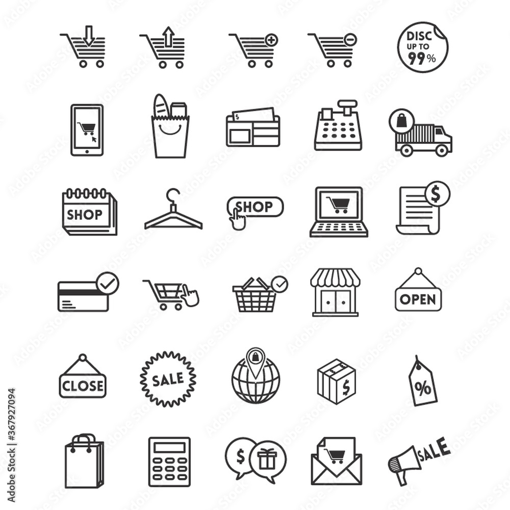 set of shopping icons