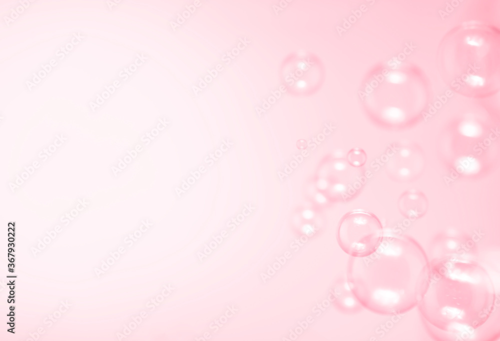 Beautiful blurry clear pink soap bubbles float background with copy space. Beautiful blurry clear pink soap bubbles float background with copy space.