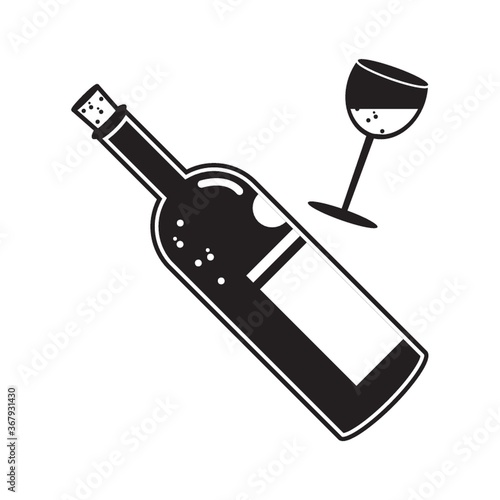 wine bottle and glass