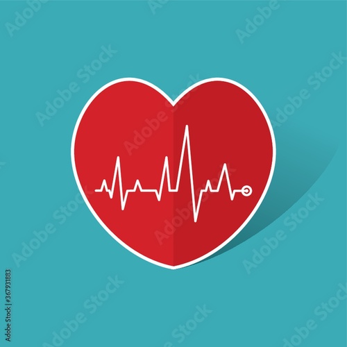 cardiogram on red heart