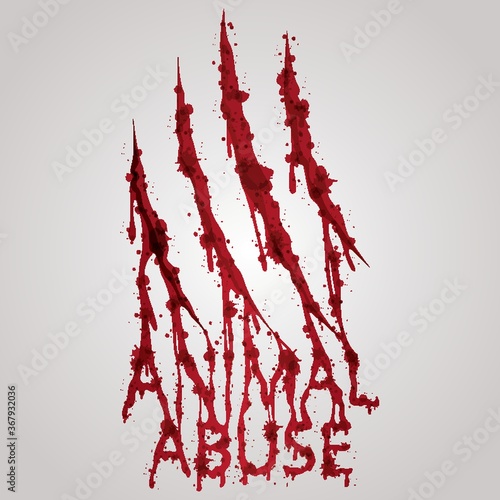 bloody animal abuse text with scratch wounds
