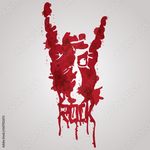 bloody rock and roll hand gesture