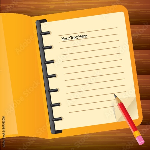 open file with pencil on table