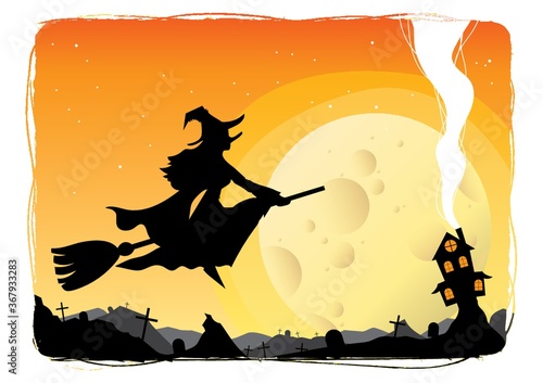 witch flying on a broomstick