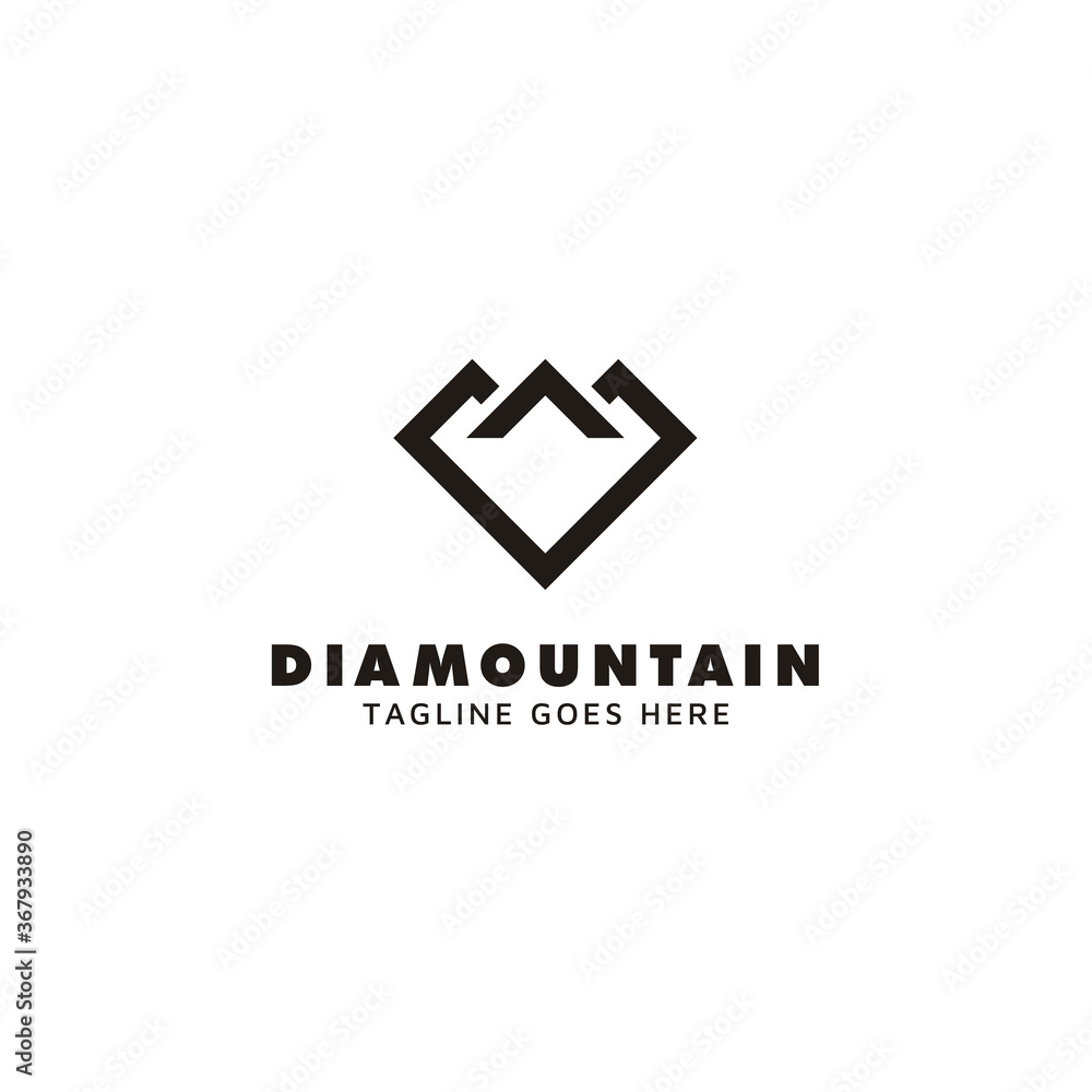 Simple Line Art Diamond shape with Mountain logo design for Adventure, Outdoor, or Jewelry logo design Simple Line Art Diamond shape with Mountain logo design for Adventure, Outdoor, or Jewelry logo design