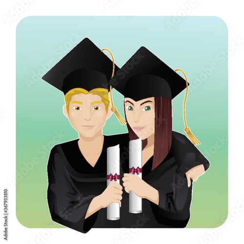 graduate students holding scroll