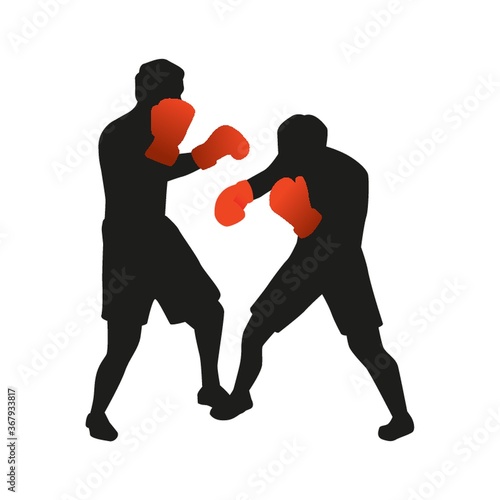 silhouette of men boxing