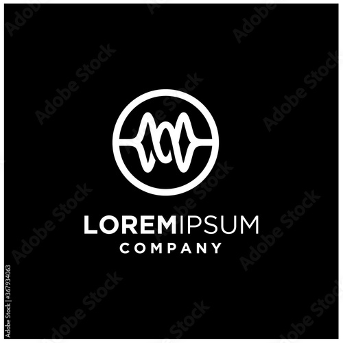 Spiral waveform sound wave or spin knot rotation like DNA symbol logo design