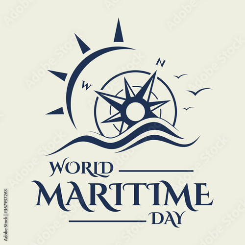 World Maritime Day with compass in flat style