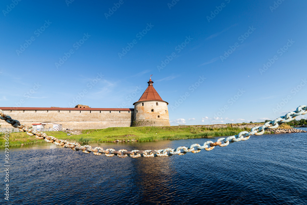 Saint-Petersburg. Russia.  View from the water on the fortress Oreshek.
