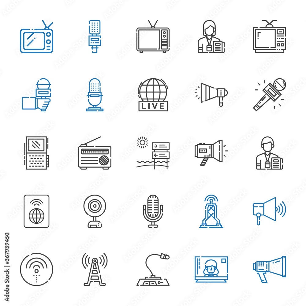 broadcast icons set