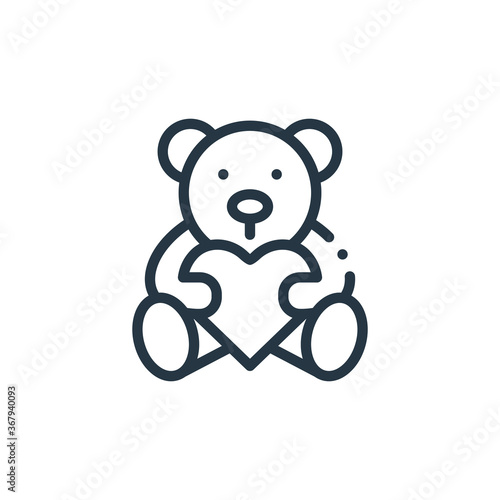 teddy bear icon vector from charity concept. Thin line illustration of teddy bear editable stroke. teddy bear linear sign for use on web and mobile apps, logo, print media.