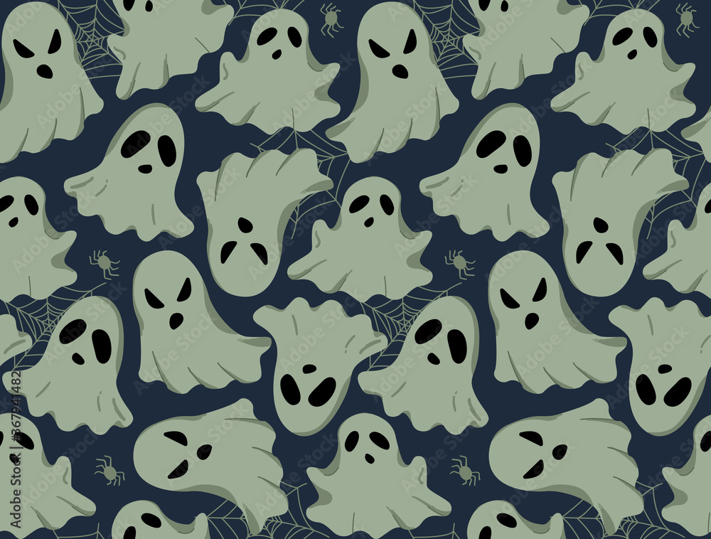 Halloween vector seamless pattern with ghosts and leaves Halloween vector seamless pattern with ghosts and leaves