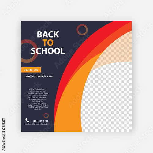 Back to school minimal social media poster template. Vector illustration