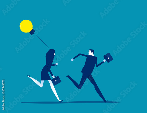 Passing the idea to another person. Flat cartoon vector illustration style © zenzen
