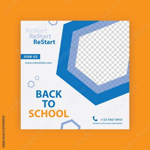 Back to school minimal social media poster template. Vector illustration
