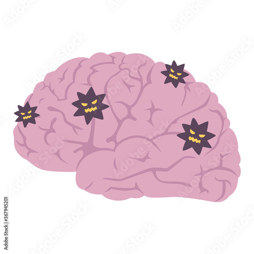 ウィルスが侵入した脳のイラスト。