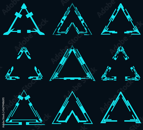 Set of futuristic triangles for the hud interface.