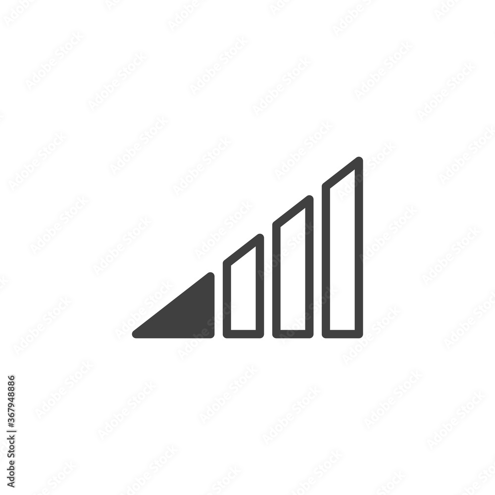 Network signal level vector icon. filled flat sign for mobile concept and web design. Signal strength indicator glyph icon. Symbol, logo illustration. Vector graphics Network signal level vector icon. filled flat sign for mobile concept and web design. Signal strength indicator glyph icon. Symbol, logo illustration. Vector graphics