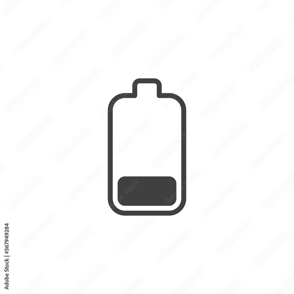Low battery power vector icon. filled flat sign for mobile concept and web design. Battery charging lebel glyph icon. Symbol, logo illustration. Vector graphics Low battery power vector icon. filled flat sign for mobile concept and web design. Battery charging lebel glyph icon. Symbol, logo illustration. Vector graphics