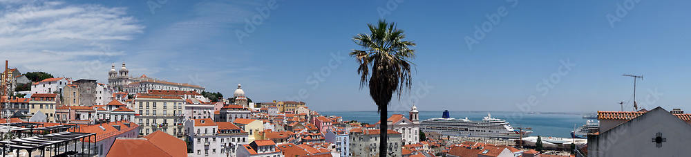 Portugal, Lisbon, panoramic view of the Alfama neighborhood