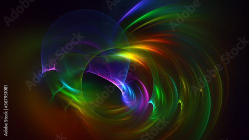 3D rendering abstract multicolor fractal light background