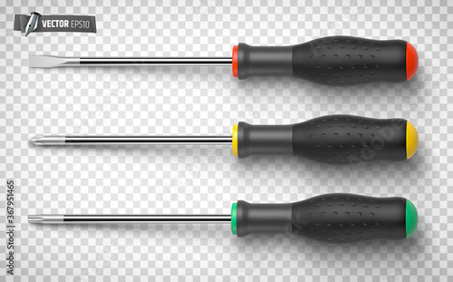 Tournevis vectoriels sur fond transparent