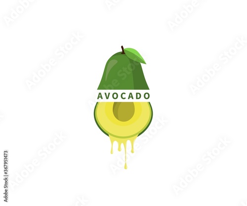 Avocado fruit logo. Avocado Label between avocado fruit concept. Vector design.