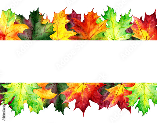 Backgrounds, posters with watercolor maple leaves. Autumn design templates. Hand drawn style. Illustration
