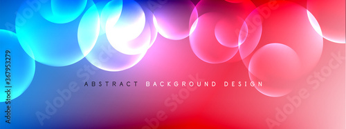 Vector abstract background liquid bubble circles on fluid gradient with shadows and light effects. Shiny design templates for text