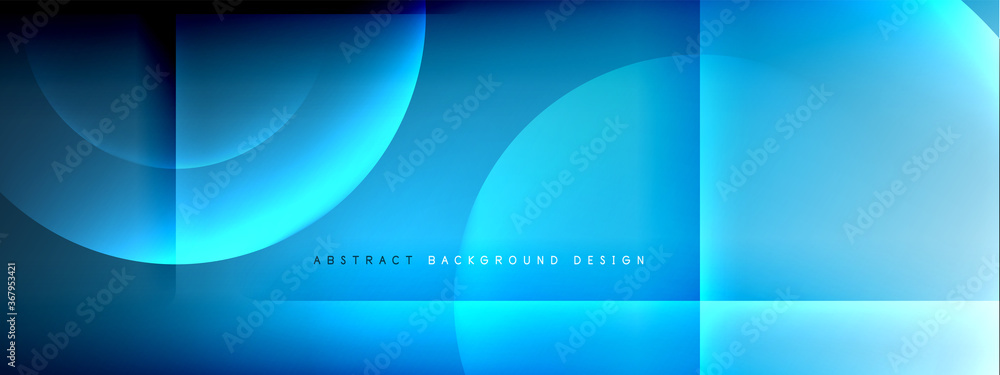 Vector abstract background - circle and cross on fluid gradient with shadows and light effects. Techno or business shiny design templates for text