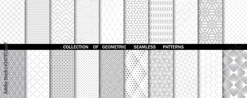 Geometric set of seamless gray and white patterns. Simple vector graphics. photo