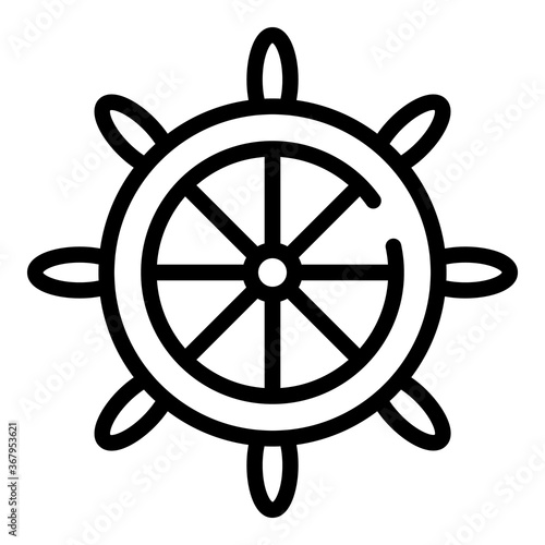 Marine ship wheel icon. Outline marine ship wheel vector icon for web design isolated on white background