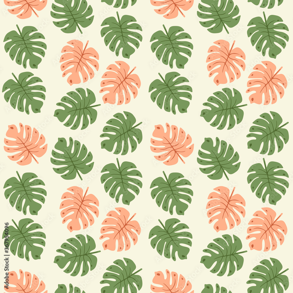 Japanese Tropical Leaf Vector Seamless Pattern