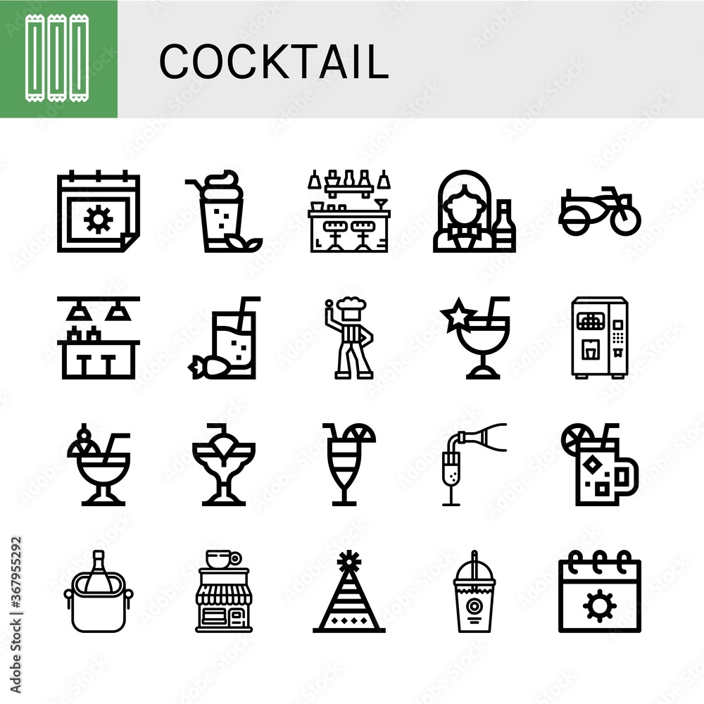 Set of cocktail icons Set of cocktail icons
